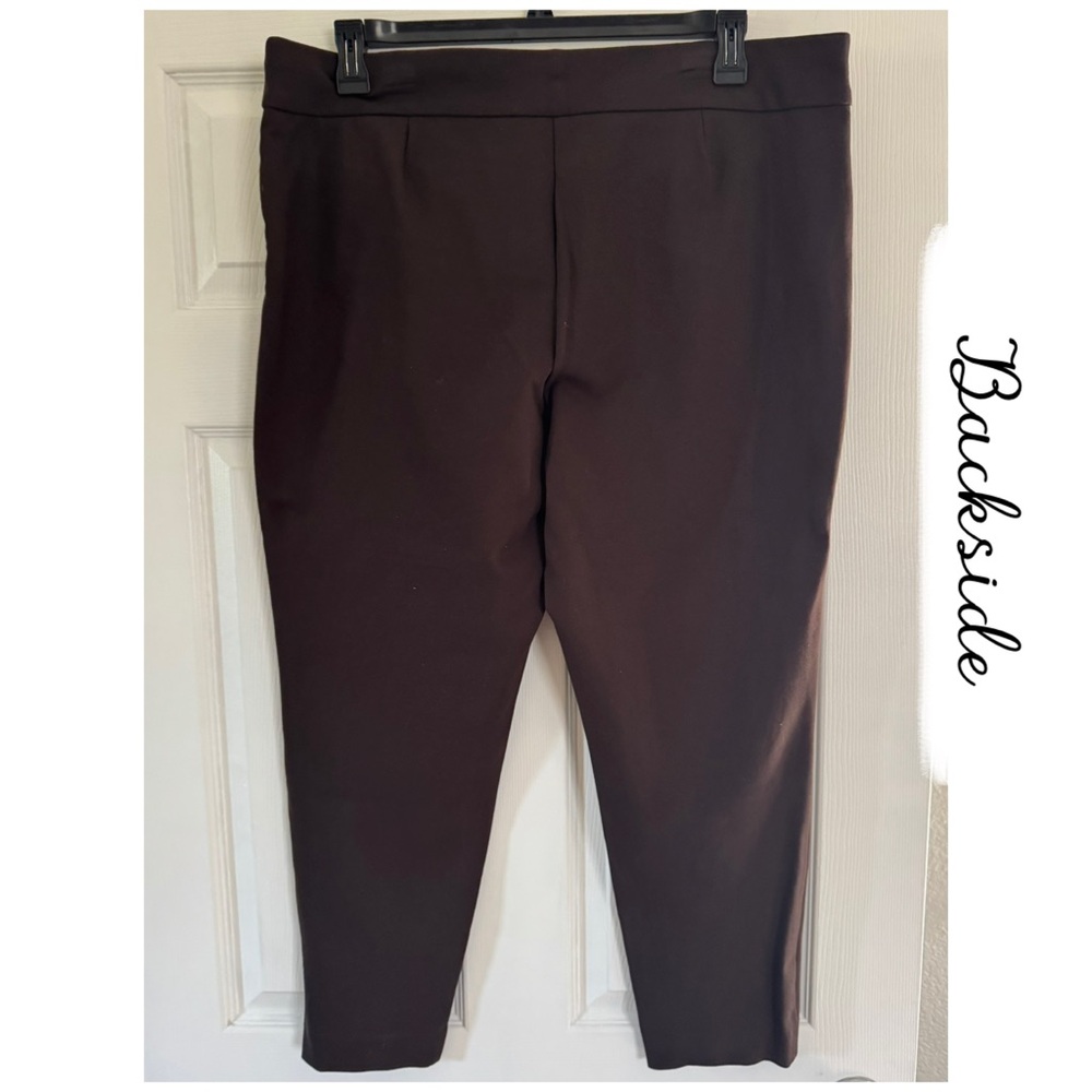 Anne Klein 🫐 Dark Brown Ponte Knit Ankle Pants - Picture 11 of 12